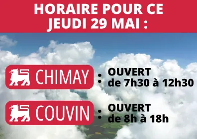 🕗🚨 Horaire jeudi 29 Mai ! 🚨🕕
